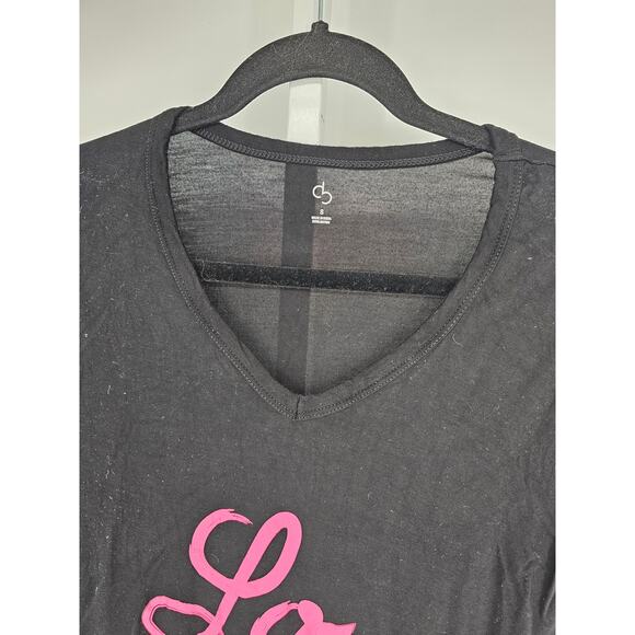 Y2K DB Women's Short Sleeve Text Printed V-neck Rayon Sleepshirt Top Size S - Picture 3 of 4